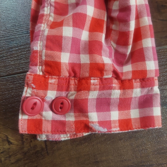 L.L.Bean Red Pink Plaid Fleece Lined Shirt Jacket Size Small - Picture 7 of 11